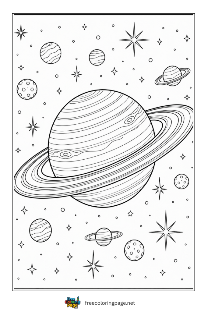 coloring page of simple saturn