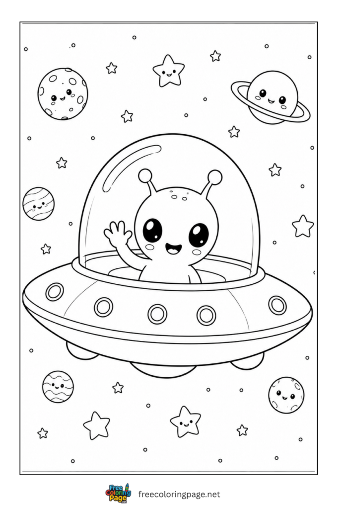 coloring page of space alien