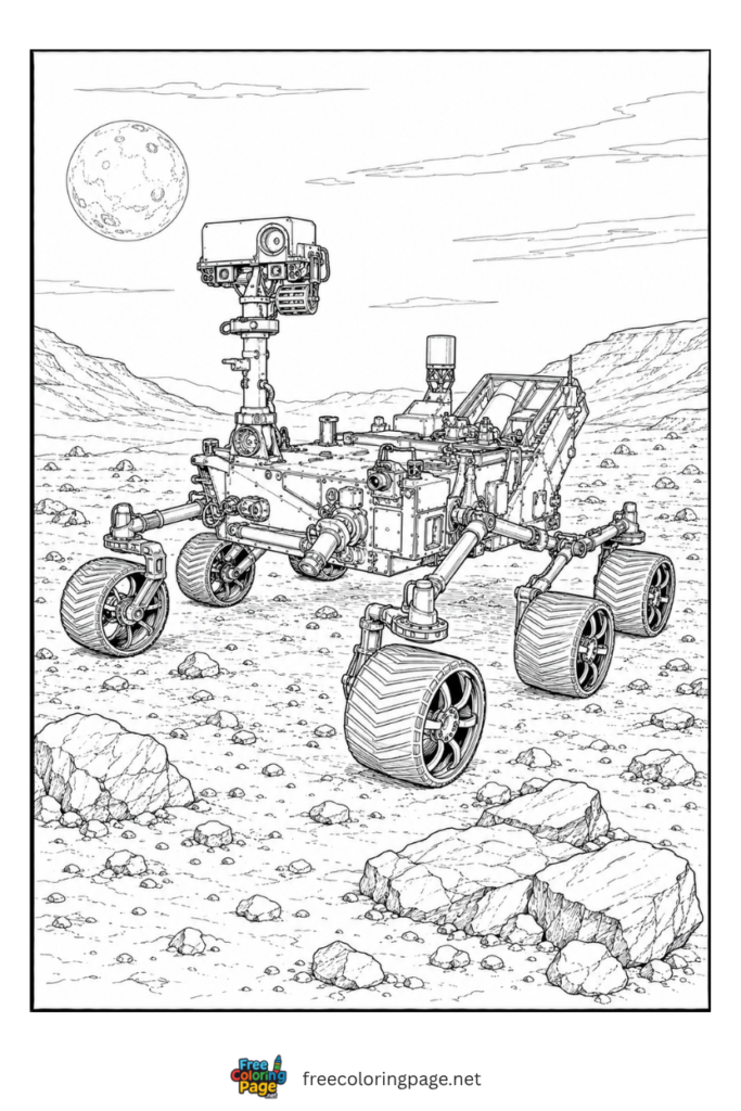 coloring page of space rover