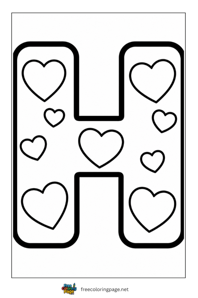 coloring page of H is for heart
