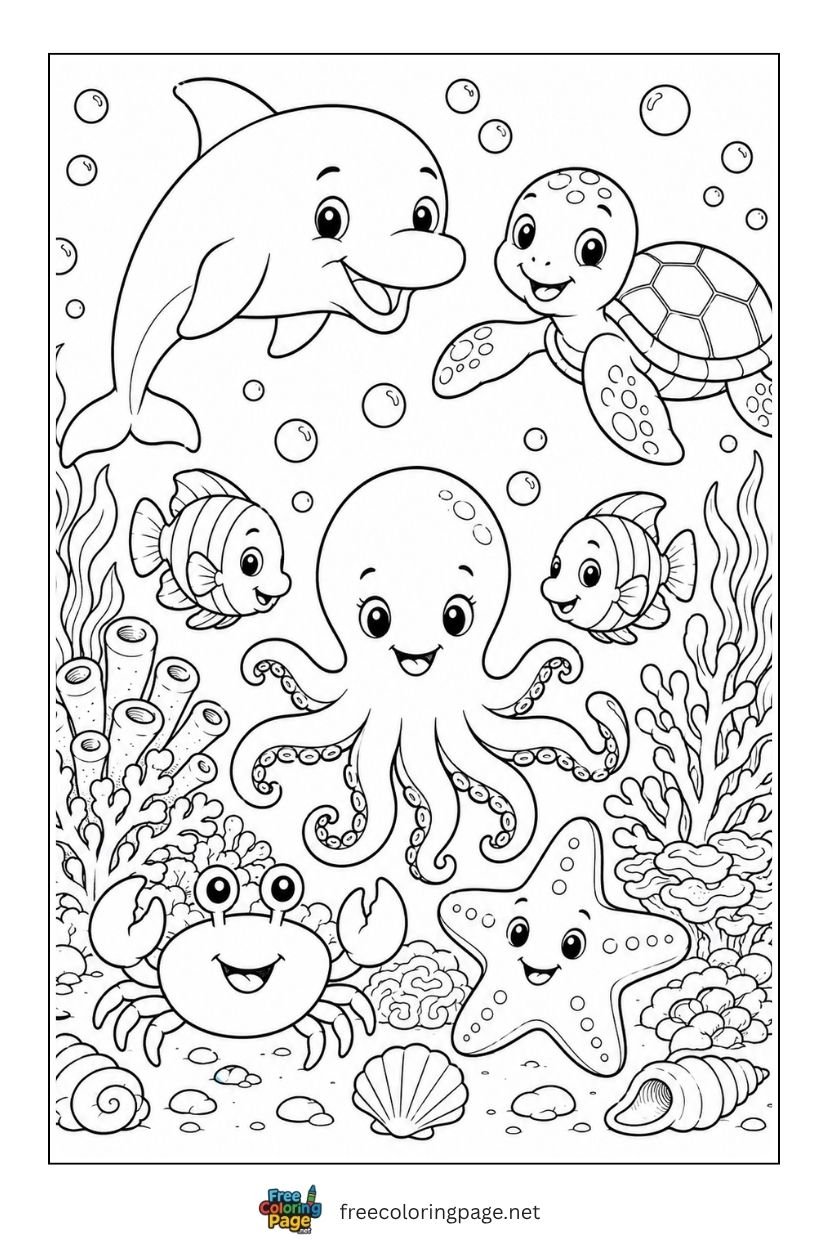 60+ Ocean Animals Coloring Pages | Free Printable PDF