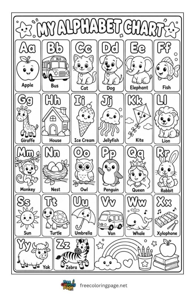 alphabet az coloring page for kids