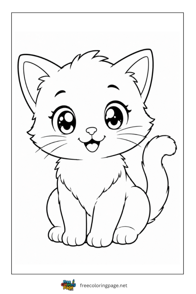 coloring page of anime kitten 