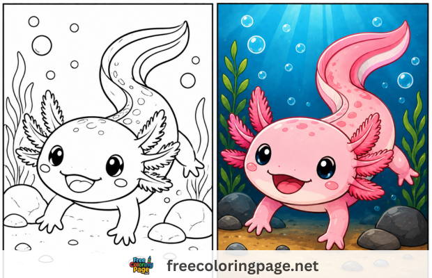 axolotl coloring pages free pdf printable