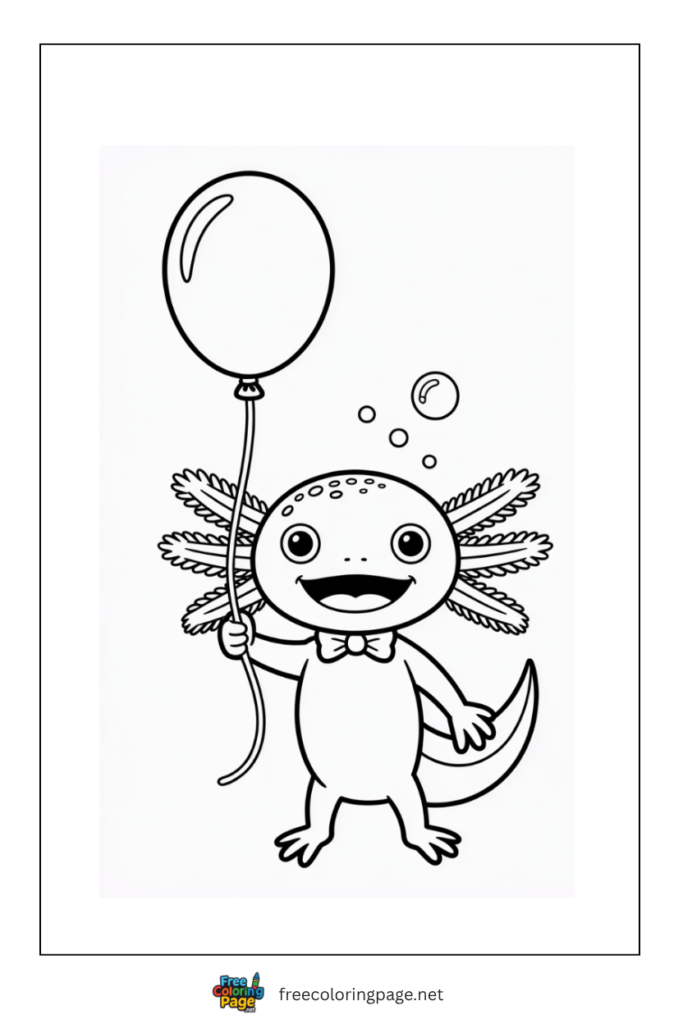 axolotl holding balloon in water