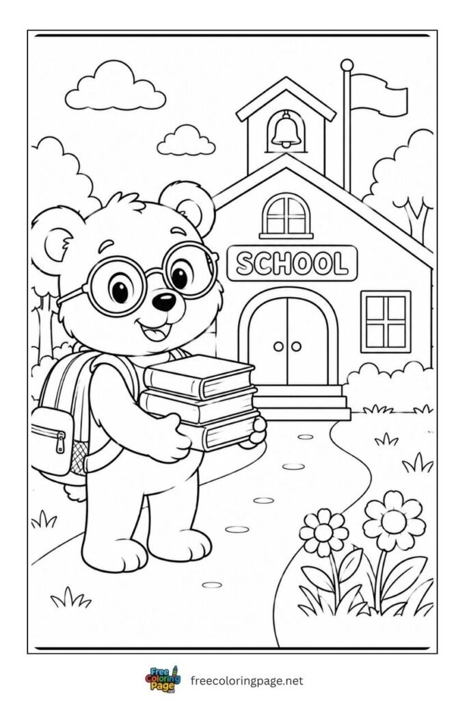bear cub coloring page-back to school