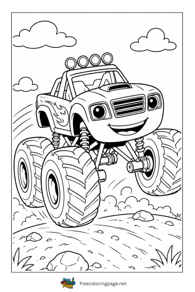 coloring page of blaze monster truck