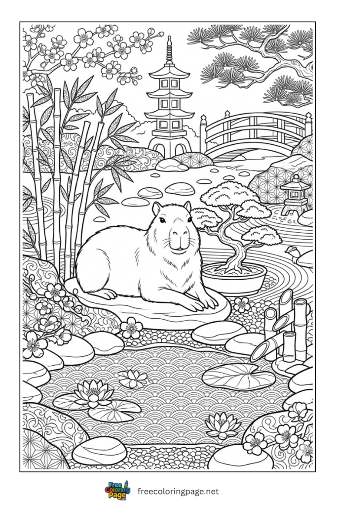 capybara in china coloring page