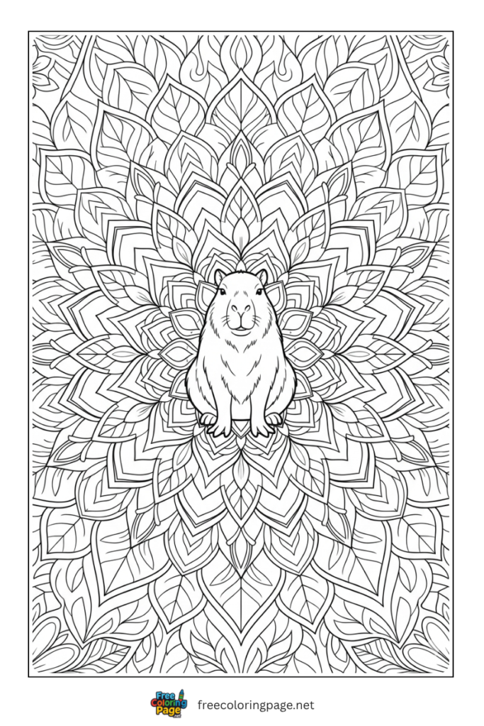 capybara mandala coloring page