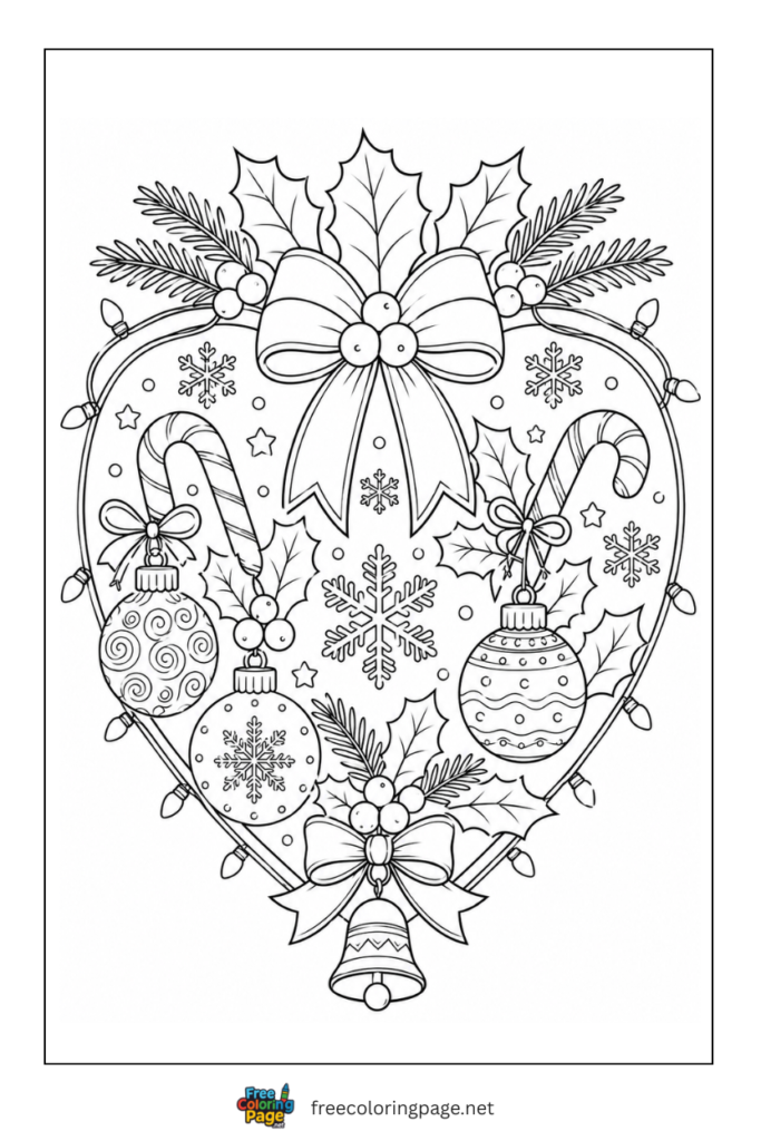 coloring page of christmas heart
