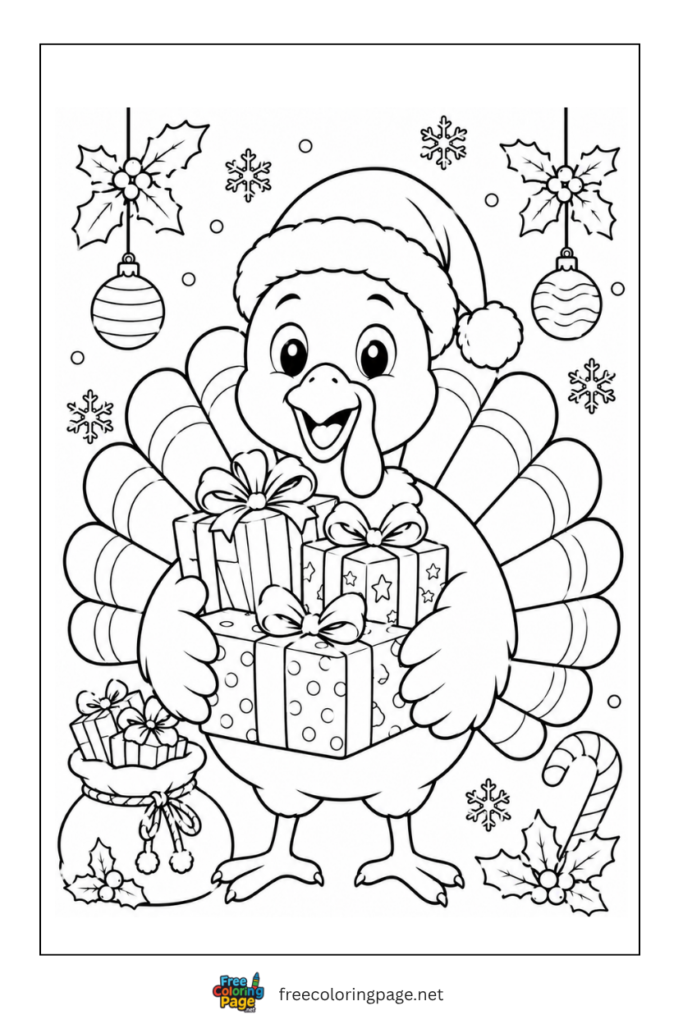 turkey christmas  coloring page 