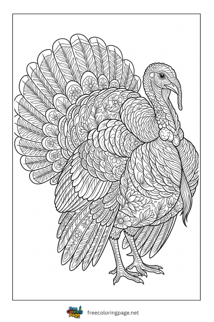 Detailed turkey coloring page- for adults