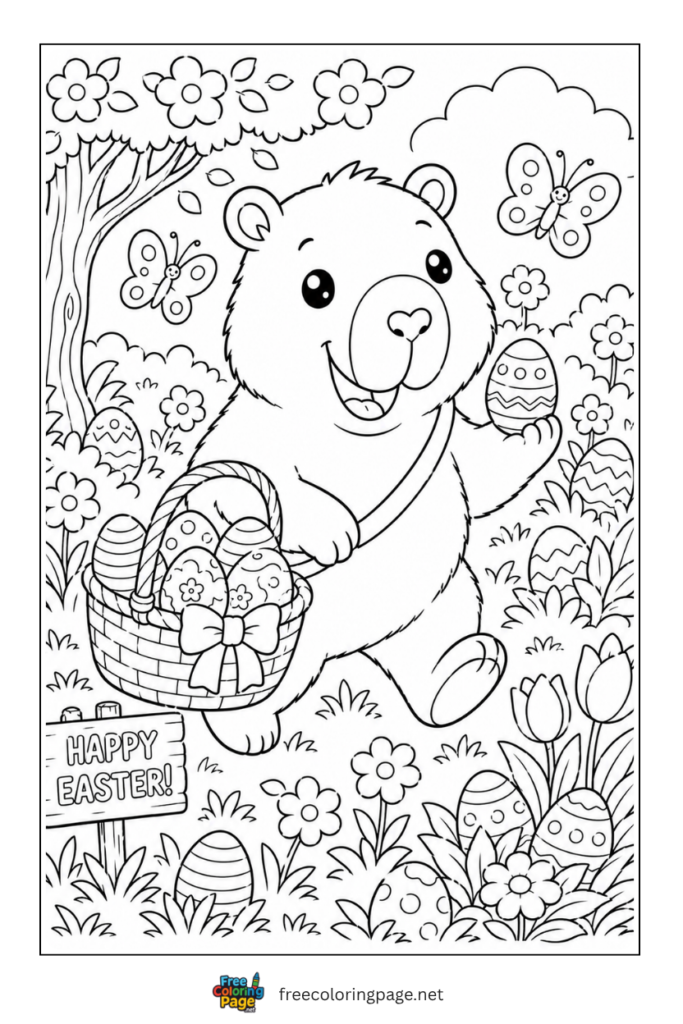 capybara easter egg hunt coloring page