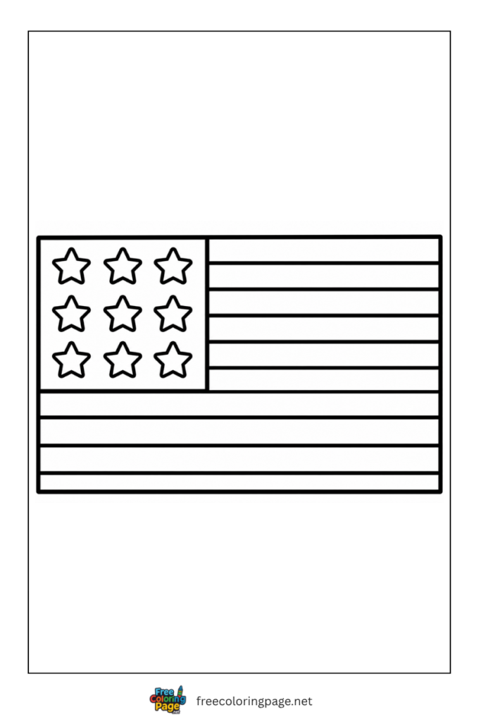 coloring page of simple usa flag drawing