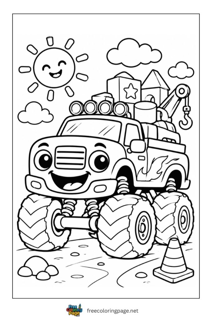 coloring page of pick up monster truck 