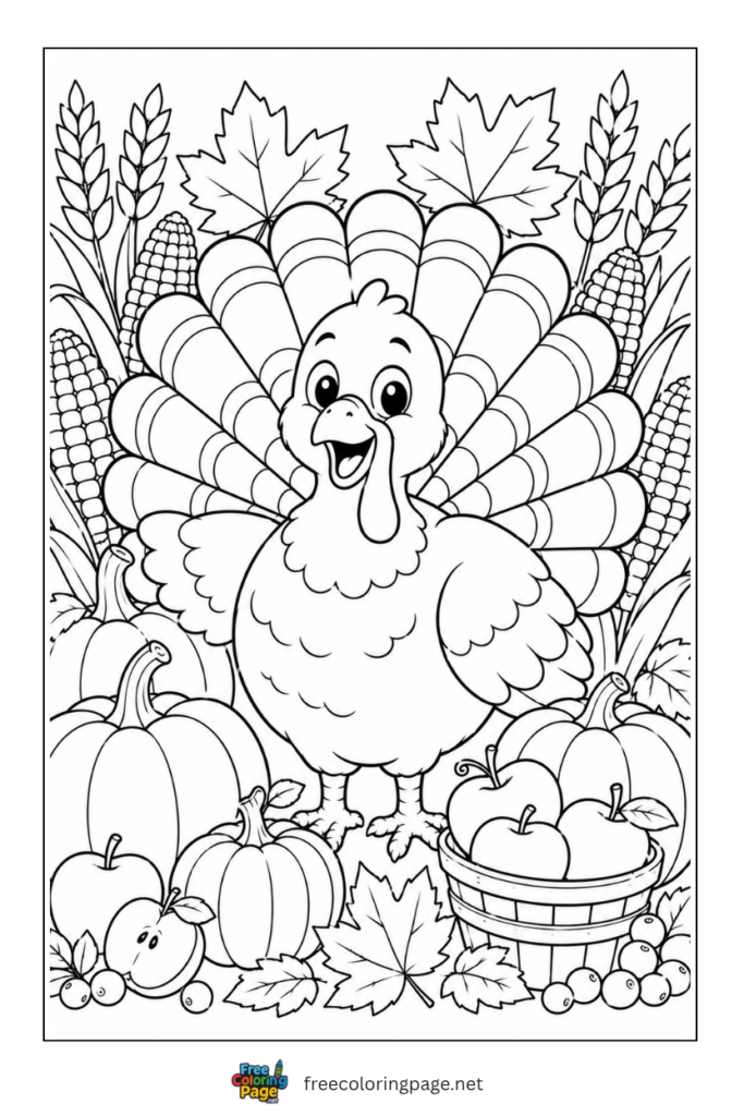 fall turkey in corn field-thanksgiving scene