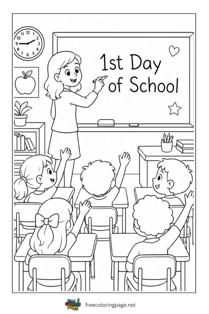 first day classroom coloring page- back to school