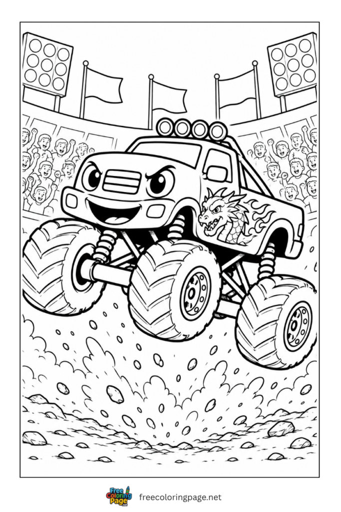 coloring page of grave digger monster truck