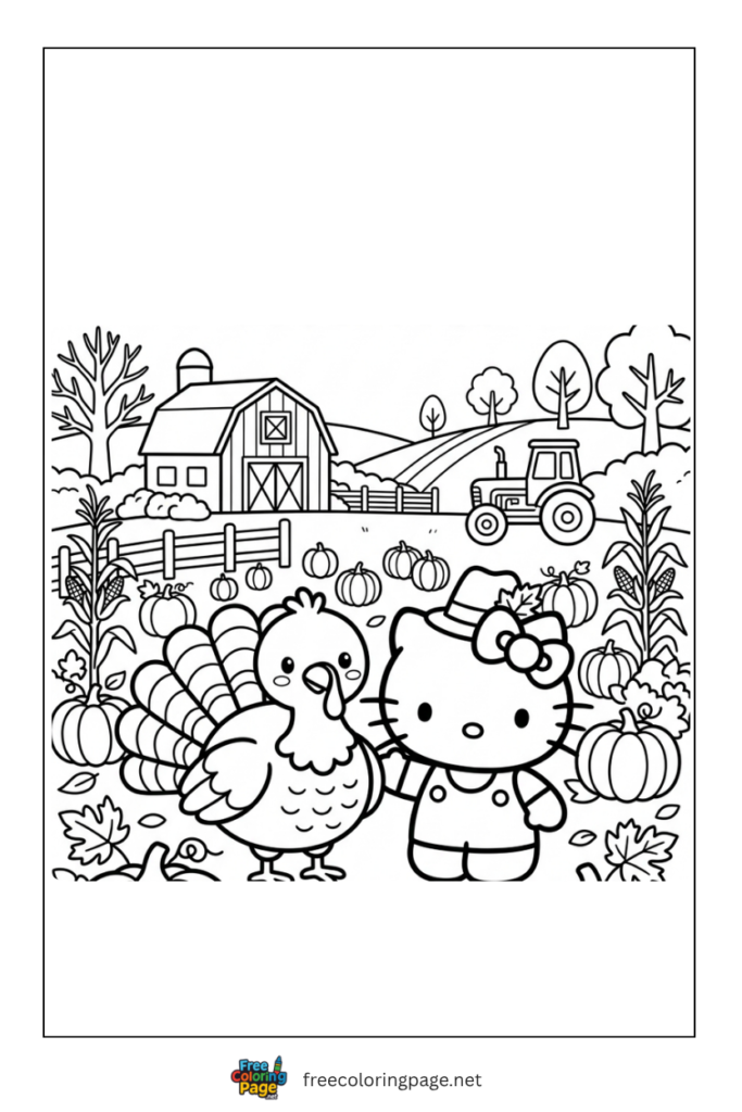 turkey and hello kitty in thanksgiving celebration