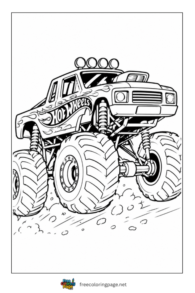 coloring page of hot wheels monster truck