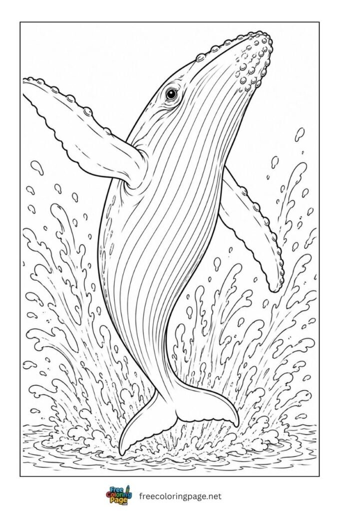 humpback whale coloring page- sea animals