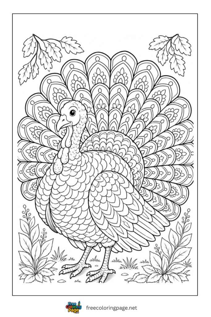 large turkey mandala coloring page- for adults