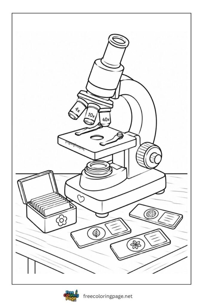 microscope science lab coloring page