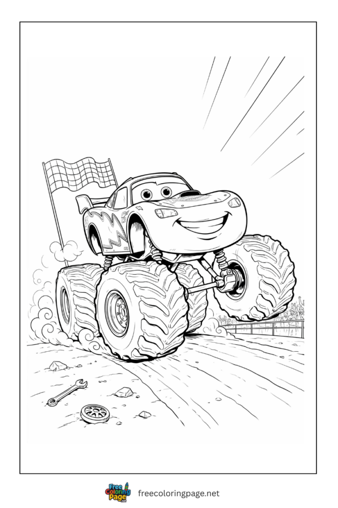 coloring page of light mcqueen monster truck