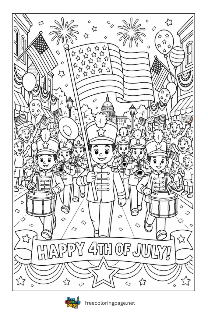 coloring page of 4th july parade