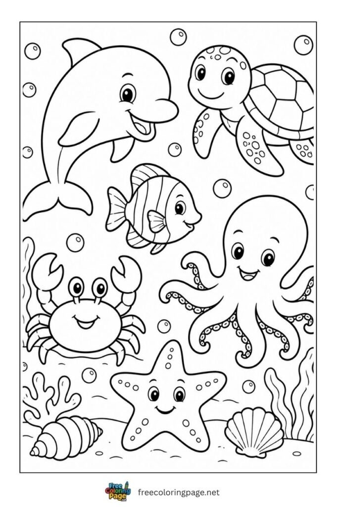 peaceful ocean animals coloring pages for kids