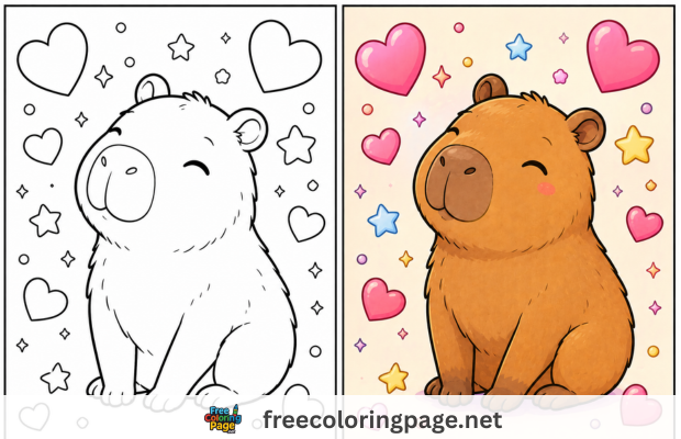 capybara coloring pages collage