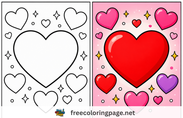 heart coloring pages colored hearts and drawing