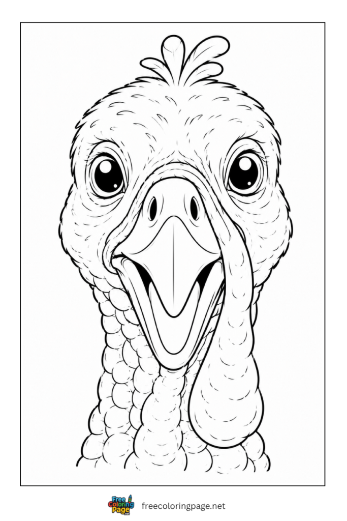 realistic turkey head coloring page- for adults