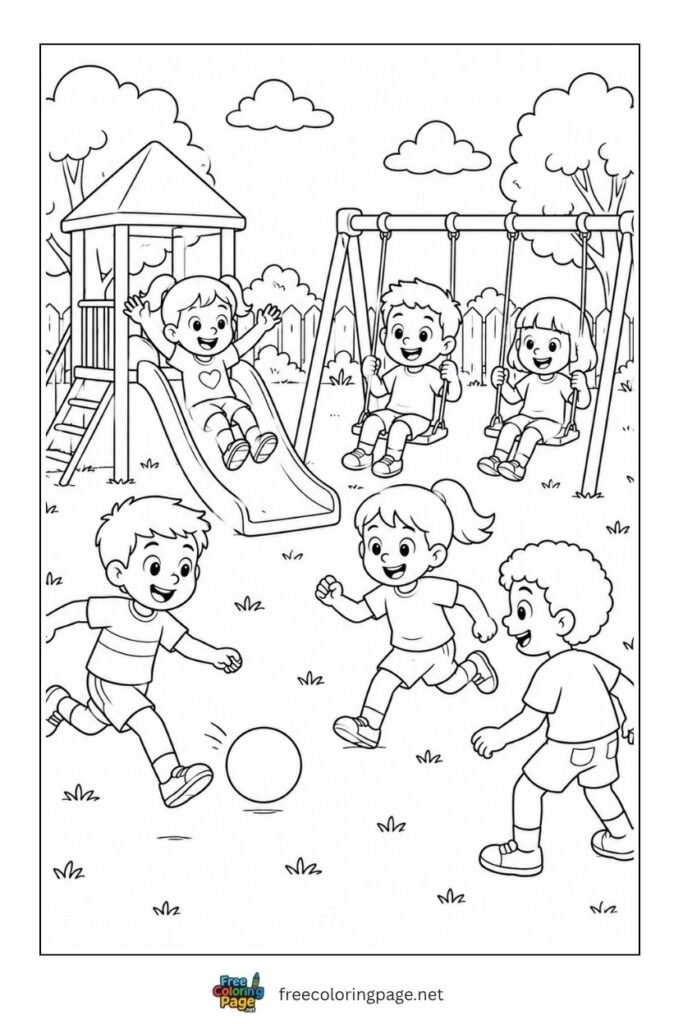 recess playground coloring page - school fun