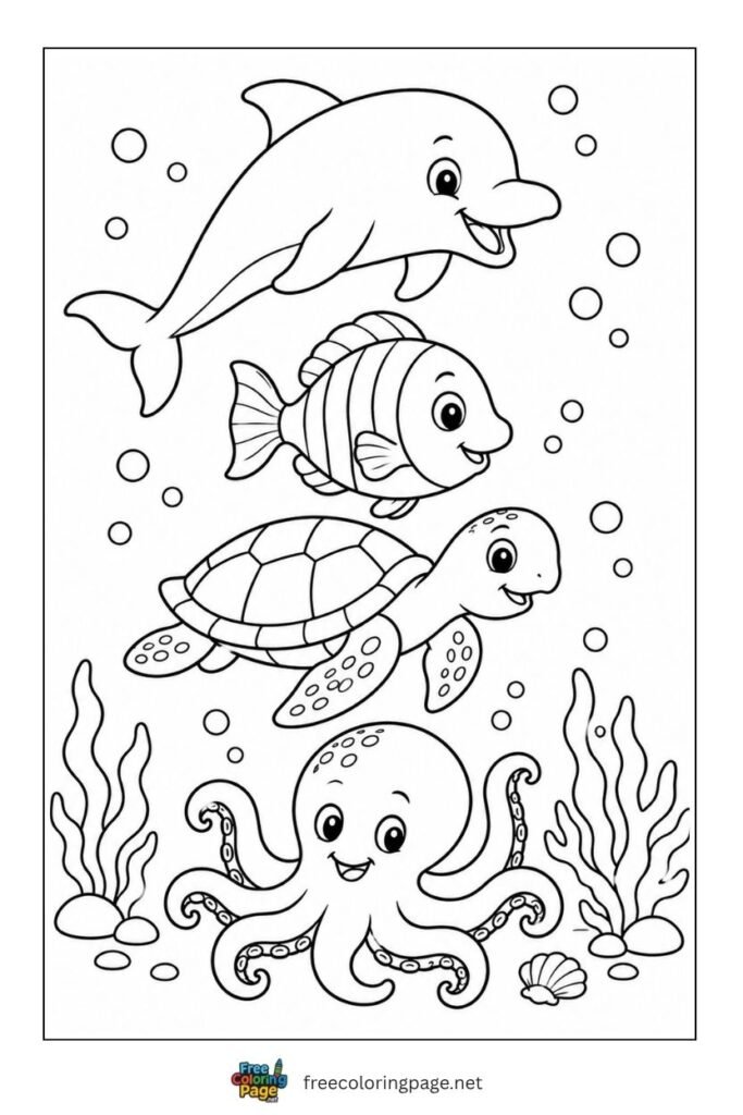 sea animals coloring pages for kids