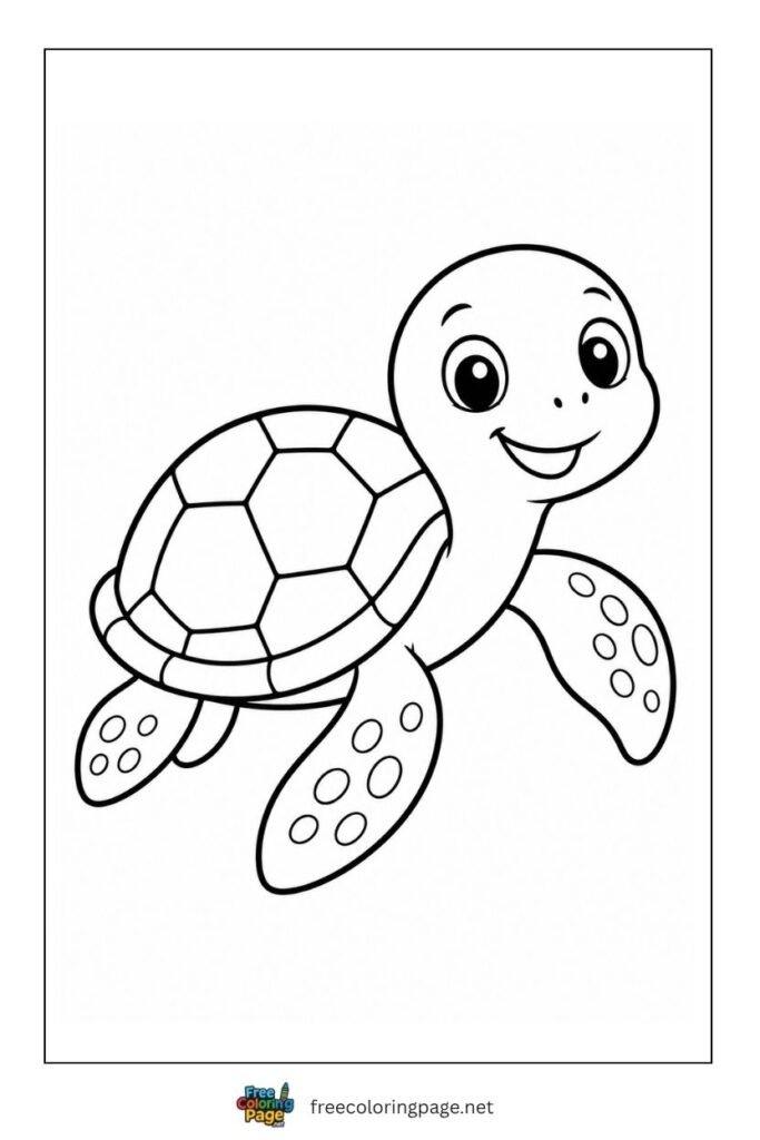 smiling sea turtle coloring page- for preschool
