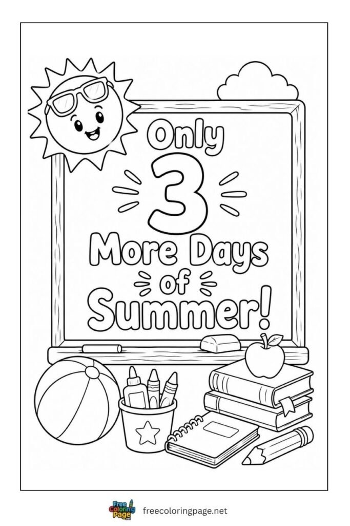summer countdown school coloring page fun