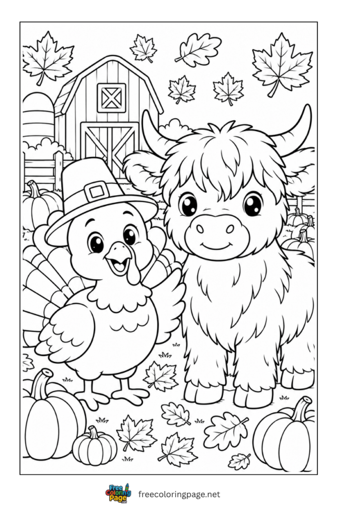 turkey with highland cow- autumn harvest 
