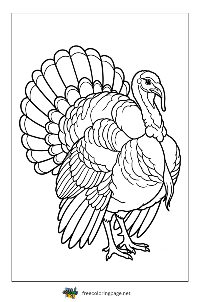 realistic turkey coloring page- for adults