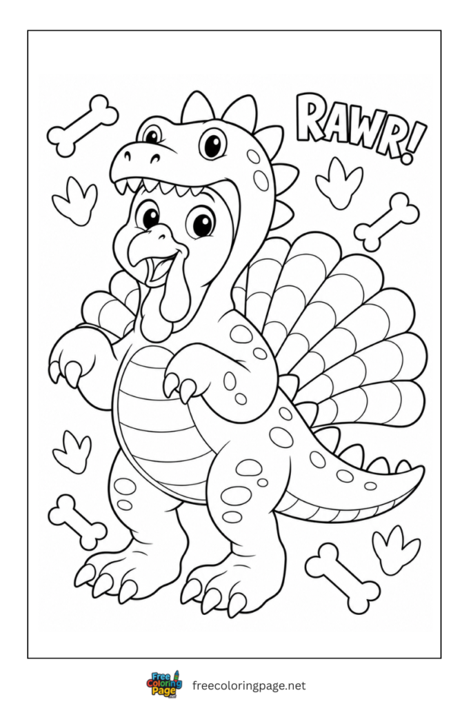 turkey disguised as dinosaur- fun for kids