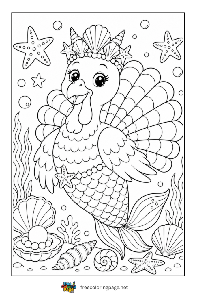 turkey disguised as mermaid- fun for kids