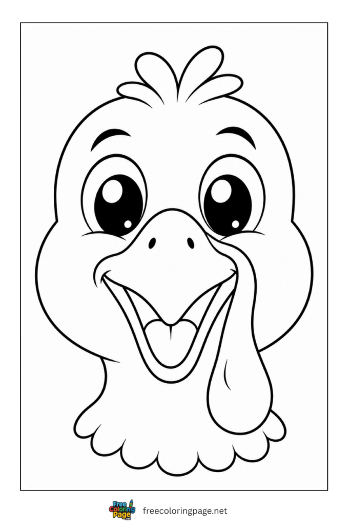 turkey head coloring page-easy for kids