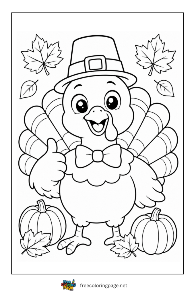 turkey wearing pilgrim hat coloring page