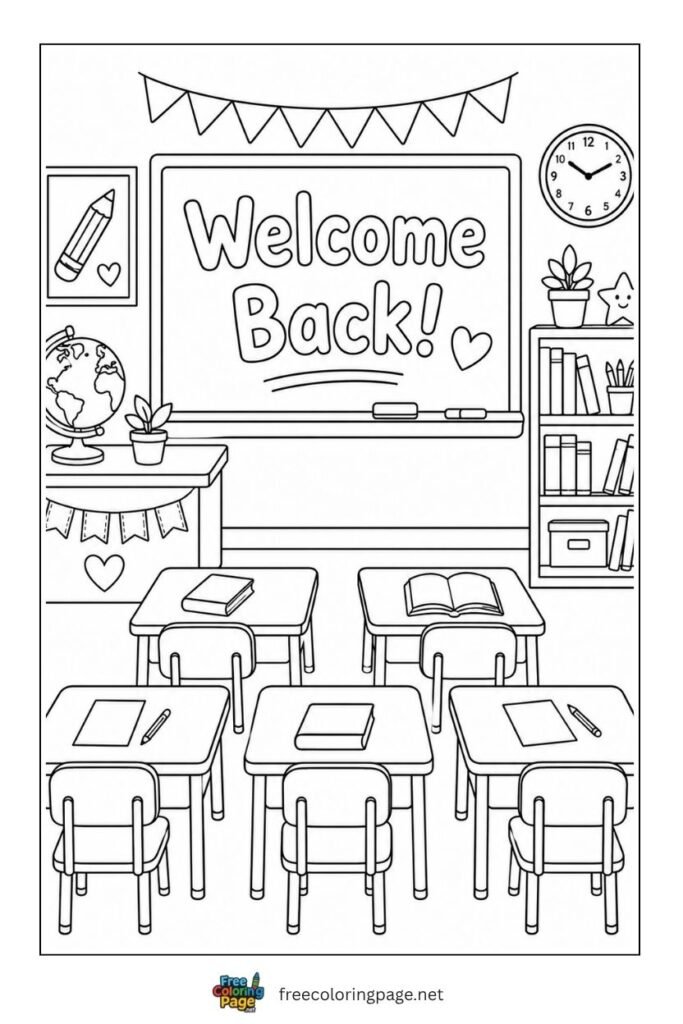 welcome back to school coloring page for kids