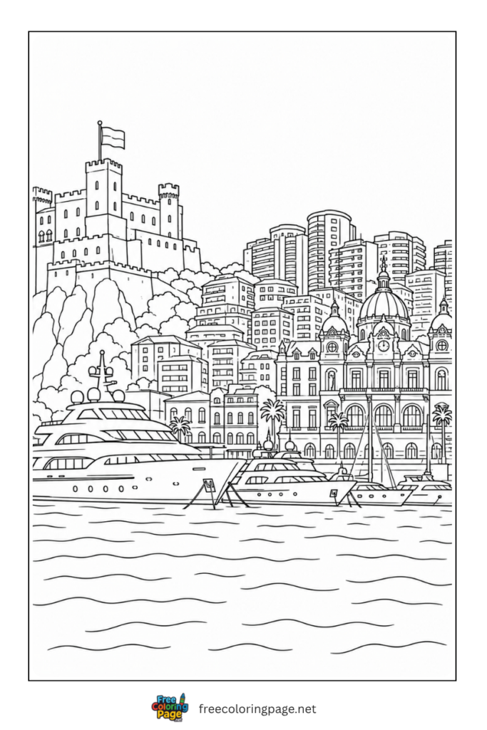 monaco city skyline coloring page