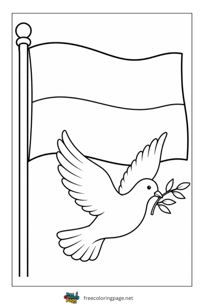 monaco flag and dove coloring page