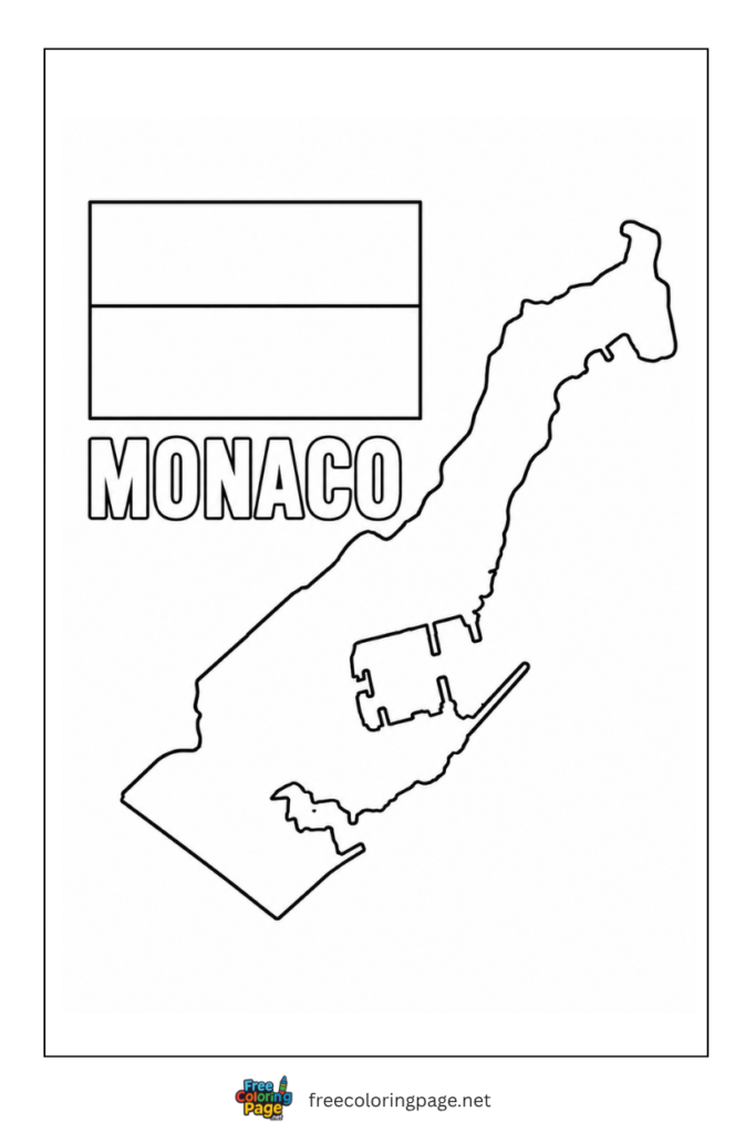 monaco flag and map coloring page