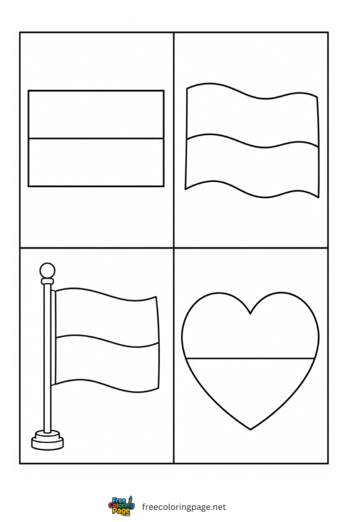 monaco flag four different design coloring page