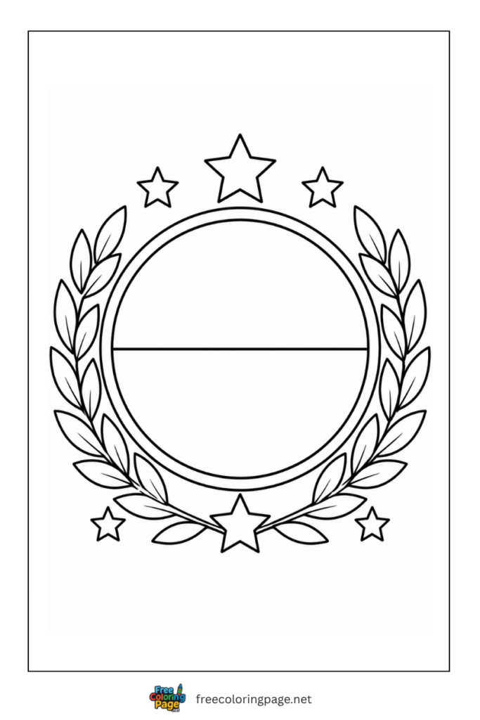 monaco flag inside circular badge coloring page