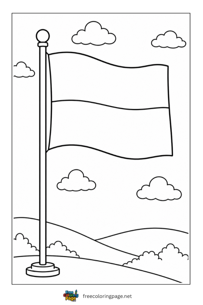 monaco flag with large flagpole coloring page